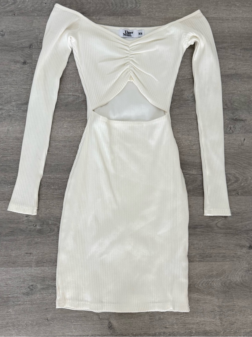 Tiger Mist White Long-Sleeve Cutout Bodycon Dress Size XS